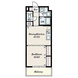 センチュリーパーク新川1番館 1DKの間取図画像