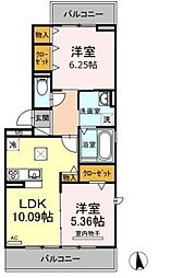 コルヌイエ長久手 2LDKの間取図画像