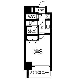 メイクスアート太閤通 1Kの間取図画像