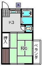 コーポゆうわ 2階1Kの間取り