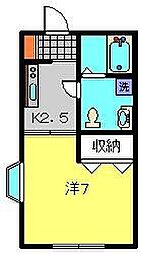 ローズハウス 1階1Kの間取り