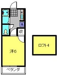 エトワール井上II 1階1Kの間取り