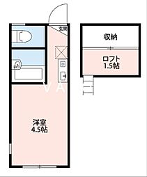 パンシオン町田 2階1Kの間取り