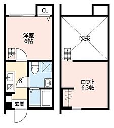 ソラーナ 1階1Kの間取り