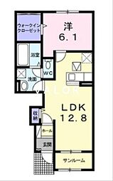 コリーナ　アルモE 102 1階1LDKの間取り