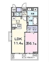 サンライズ大和 1LDKの間取図画像