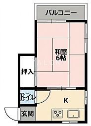 山根ビル 1Kの間取図画像