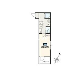 MELDIA小田急相模原II 1Kの間取図画像