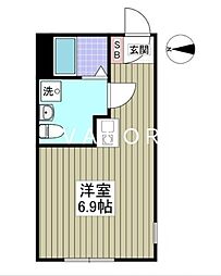 ハイドパーク本厚木 01 ワンルームの間取図画像