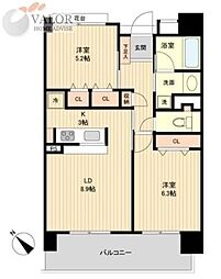 グラディート町田 2LDKの間取図画像