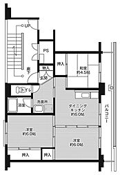 ビレッジハウスしばたや1号棟 1階3DKの間取り