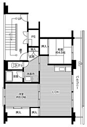 ビレッジハウス佐野菊川2号棟 2LDKの間取図画像