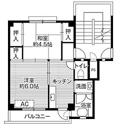 ビレッジハウス玉戸2号棟 2Kの間取図画像