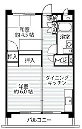 ビレッジハウス向台タワー 2DKの間取図画像