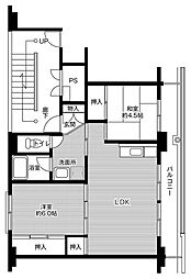 ビレッジハウス若葉1号棟 2LDKの間取図画像