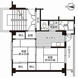 ビレッジハウス志雄2号棟 2Kの間取図画像