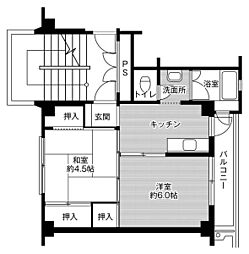 ビレッジハウス行田3号棟 2Kの間取図画像