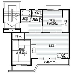 ビレッジハウス足利葉鹿2号棟 2LDKの間取図画像