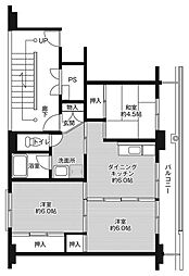 ビレッジハウス高萩1号棟 3DKの間取図画像