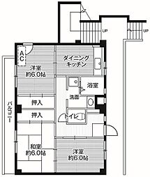 ビレッジハウス市原2 3DKの間取図画像