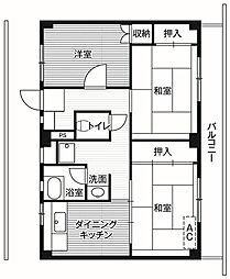 ビレッジハウス迎田2号棟 3DKの間取図画像