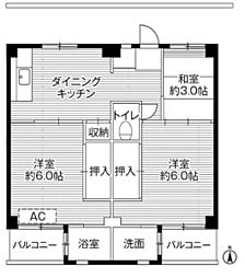 ビレッジハウス小比企7号棟 3DKの間取図画像