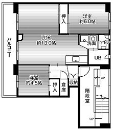ビレッジハウス幌向1号棟 2LDKの間取図画像