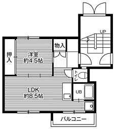 ビレッジハウス白鳥台1 1LDKの間取図画像