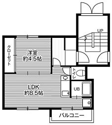 ビレッジハウス福住1 1LDKの間取図画像