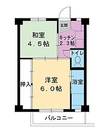 ヴィレッジハウス平山崎1 2Kの間取図画像