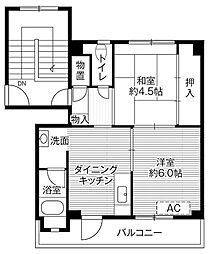 ビレッジハウス長内2 2DKの間取図画像