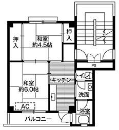 ビレッジハウス松川1号棟 2Kの間取図画像