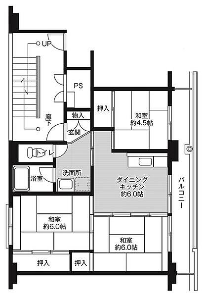 ビレッジハウス長沼城南1号棟 0203｜福島県須賀川市長沼字鹿ノ内(賃貸マンション3DK・2階・53.08㎡)の写真 その2