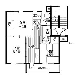 ビレッジハウス仙台鶴ケ谷五丁目3号棟 2階3Kの間取り