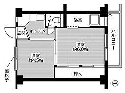 ビレッジハウス松森2号棟 4階2Kの間取り