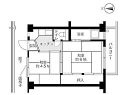 ビレッジハウス今泉2号棟 2Kの間取図画像