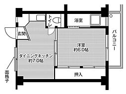 ビレッジハウス秋葉2号棟 1DKの間取図画像