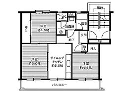 UR都市機構笹川団地107棟 3DKの間取図画像