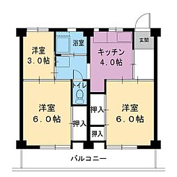 ビレッジハウス徳倉2号棟 3DKの間取図画像