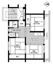 ビレッジハウス引佐1号棟 3DKの間取図画像