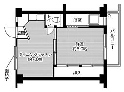 ビレッジハウス秋葉2号棟 1DKの間取図画像