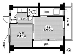 ビレッジハウス寺野1号棟 2Kの間取図画像