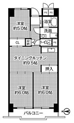 ビレッジハウス木場タワー 3DKの間取図画像