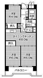 ビレッジハウス笠寺タワー 3DKの間取図画像