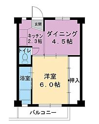 ビレッジハウス白浜1号棟 1DKの間取図画像