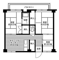 ビレッジハウス鈴蘭台2号棟 3DKの間取図画像