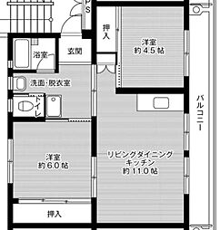 ビレッジハウス南小足第二2号 2LDKの間取図画像