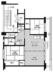 ビレッジハウス野間田1 3DKの間取図画像