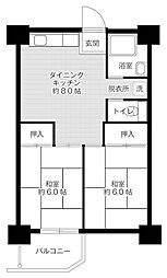 ビレッジハウス泉北栂タワー 2DKの間取図画像