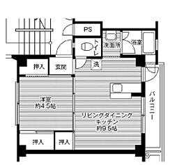 ビレッジハウス曽大根2号棟 1LDKの間取図画像